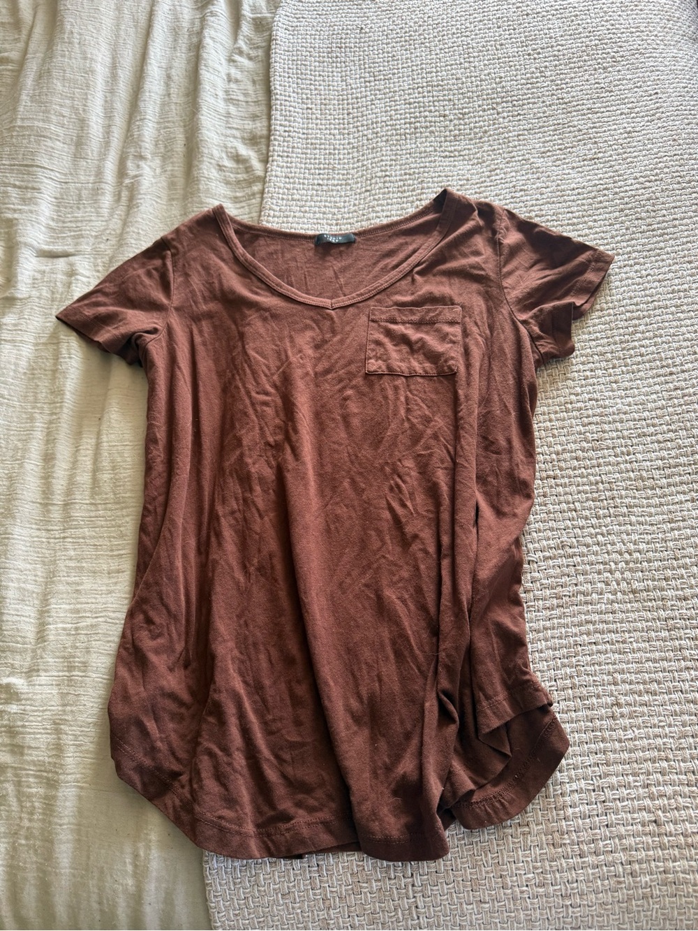 Studio Short Sleeve Scoop Pocket Tee - Brown